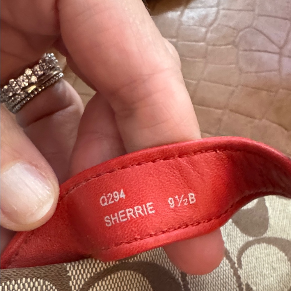 Coach Red and Brown Floral Sandals - Picture 5 of 5